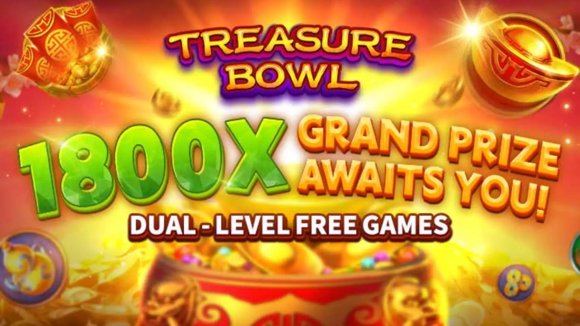 Multiplicadores Treasure Bowl 5555 - 7777x Máximo com Tigela Dourada